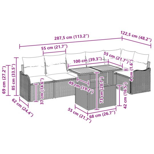 3349467 11 Set de canapele pentru grădină 7 pcs Gri 100 x 55 x 73 cm 3349467 11