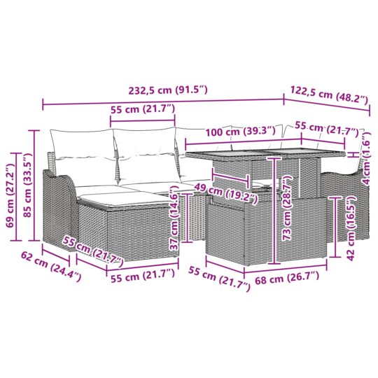 3349482 12 Set de canapele pentru grădină 7 pcs bej și gri deschis 3349482 12