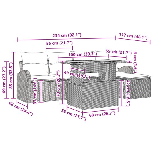 3349575 11 Set de canapele pentru grădină cu pernă 6 pcs Negru 3349575 11