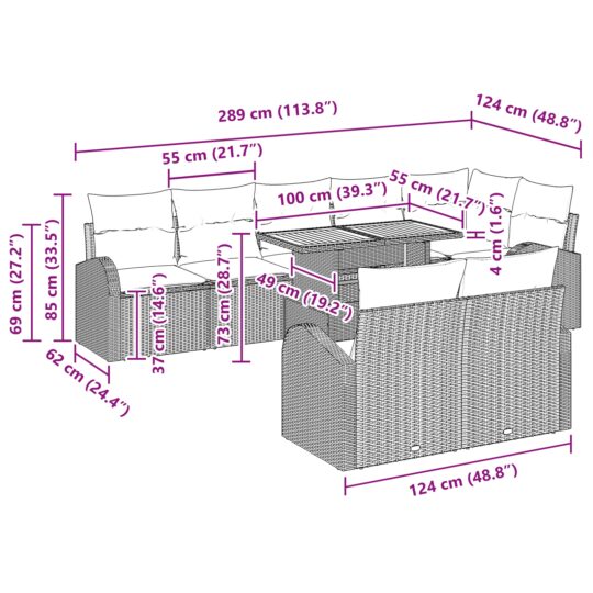 3349603 11 Set de canapele pentru grădină 9 pcs Negru 100 x 55 x 73 cm 3349603 11