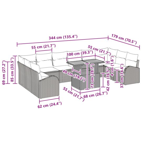 3349636 11 Set de canapele pentru grădină 11 pcs bej și gri deschis 3349636 11