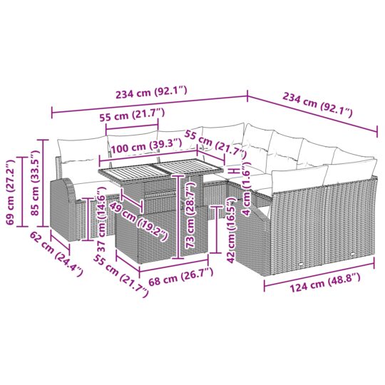 3349638 11 Set de canapele pentru grădină 11 pcs Negru 100 x 55 x 73 cm 3349638 11