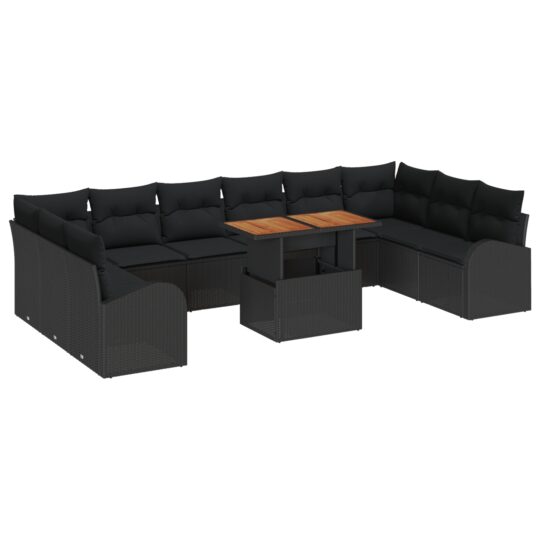 3349638 2 Set de canapele pentru grădină 11 pcs Negru 100 x 55 x 73 cm 3349638 2
