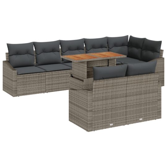 Alternative view of Set de canapele pentru grădină cu pernă 9 pcs Gri și Brown