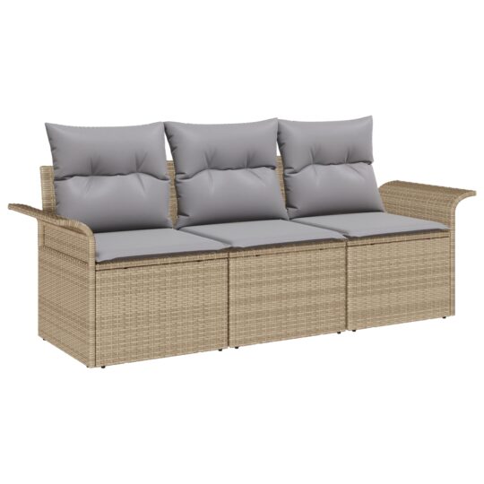 3353889 2 Set de canapele pentru grădină cu pernă 3 pcs Bej Rattan poli 3353889 2