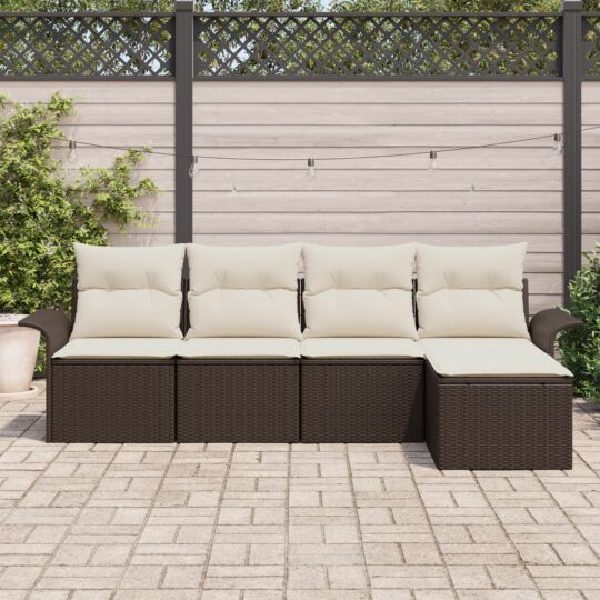 3353987 3 Set de canapele pentru grădină cu pernă 5 pcs Maro Rattan poli 3353987 3