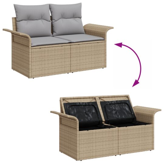 3353989 10 Set de canapele pentru grădină cu pernă 5 pcs Bej Rattan poli 3353989 10