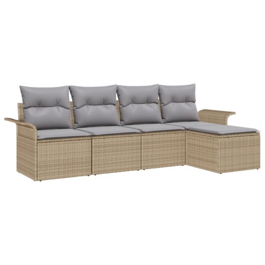 3353989 2 Set de canapele pentru grădină cu pernă 5 pcs Bej Rattan poli 3353989 2