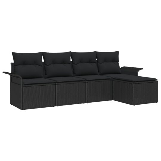 3353992 2 Set de canapele pentru grădină cu pernă 5 pcs Negru Rattan poli 3353992 2