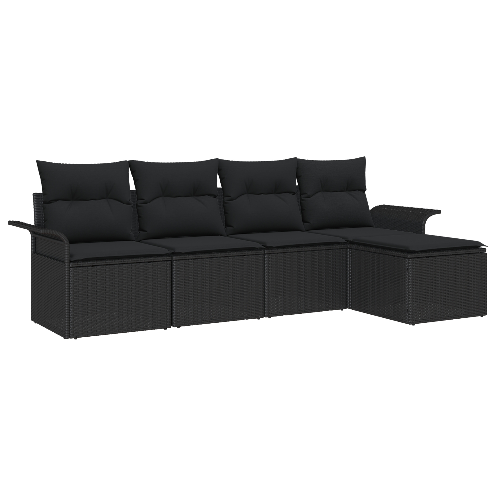 3353992 2 Set de canapele pentru grădină cu pernă 5 pcs Negru Rattan poli Set de canapele pentru grădină cu pernă 5 pcs Negru Rattan poli - imagine 2