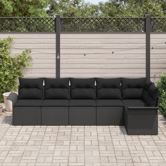3354052 3 Set de canapele pentru grădină cu pernă 6 pcs Negru Rattan poli 3354052 3