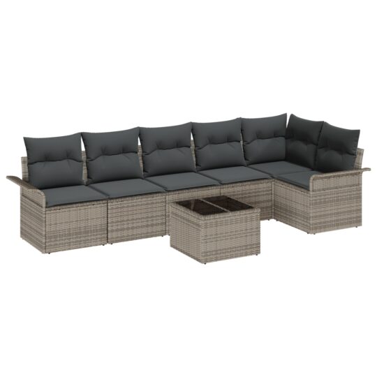 Alternative view of Set de canapele pentru grădină cu pernă 7 pcs Gri Rattan poli