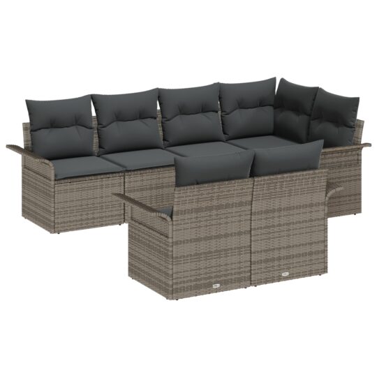 Alternative view of Set de canapele pentru grădină cu pernă 7 pcs Gri Rattan poli
