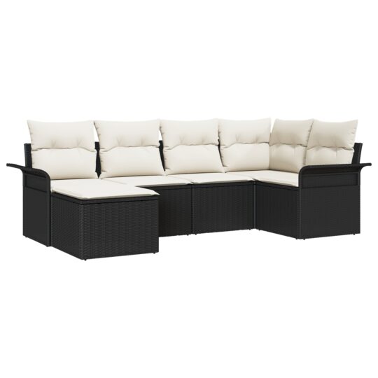 Alternative view of Set de canapele pentru grădină cu pernă 6 pcs Negru Rattan poli