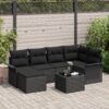 3354112 1 Set de canapele pentru grădină cu pernă 7 pcs Negru Rattan poli 3354112 1