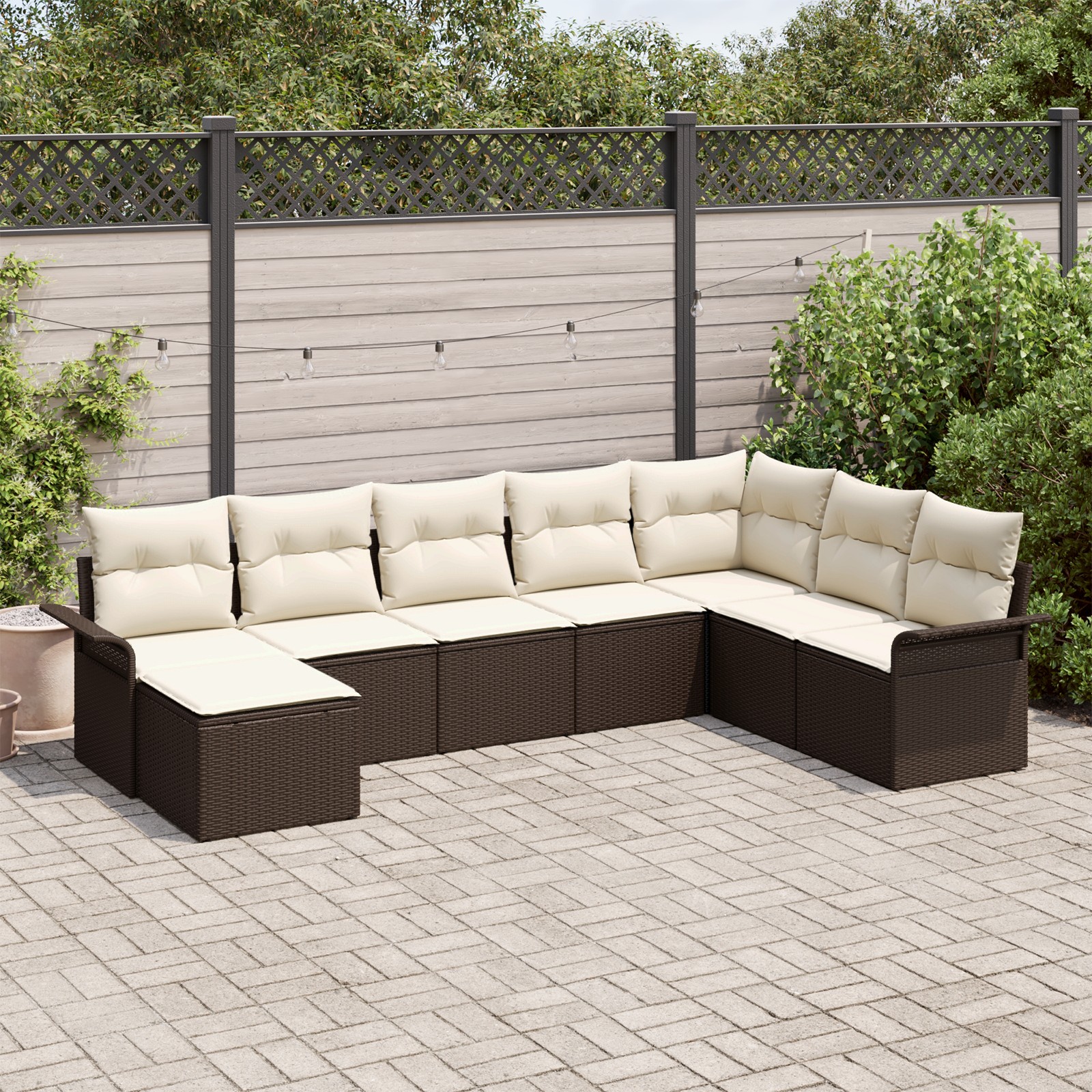 3354147 1 Set de canapele pentru grădină cu pernă 8 pcs Maro Rattan poli Set de canapele pentru grădină cu pernă 8 pcs Maro Rattan poli