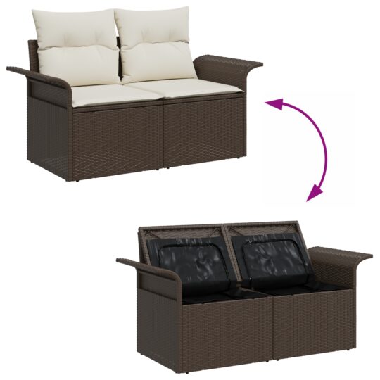 3354147 12 Set de canapele pentru grădină cu pernă 8 pcs Maro Rattan poli 3354147 12