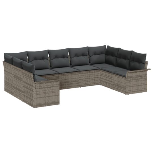Alternative view of Set de canapele pentru grădină cu pernă 9 pcs Gri Rattan poli