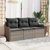 3354228 1 Set de canapele pentru grădină cu pernă 3 pcs Gri Rattan poli 3354228 1