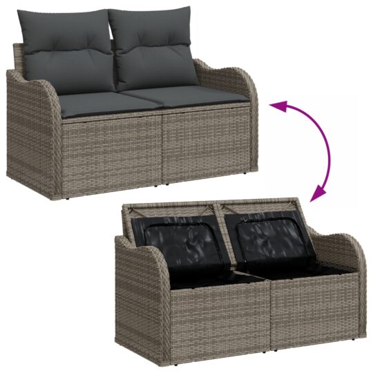 3354228 8 Set de canapele pentru grădină cu pernă 3 pcs Gri Rattan poli 3354228 8