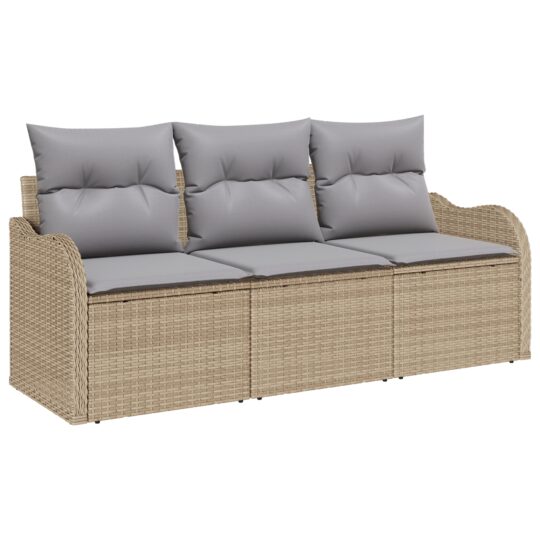 3354229 2 Set de canapele pentru grădină cu pernă 3 pcs Bej Rattan poli 3354229 2