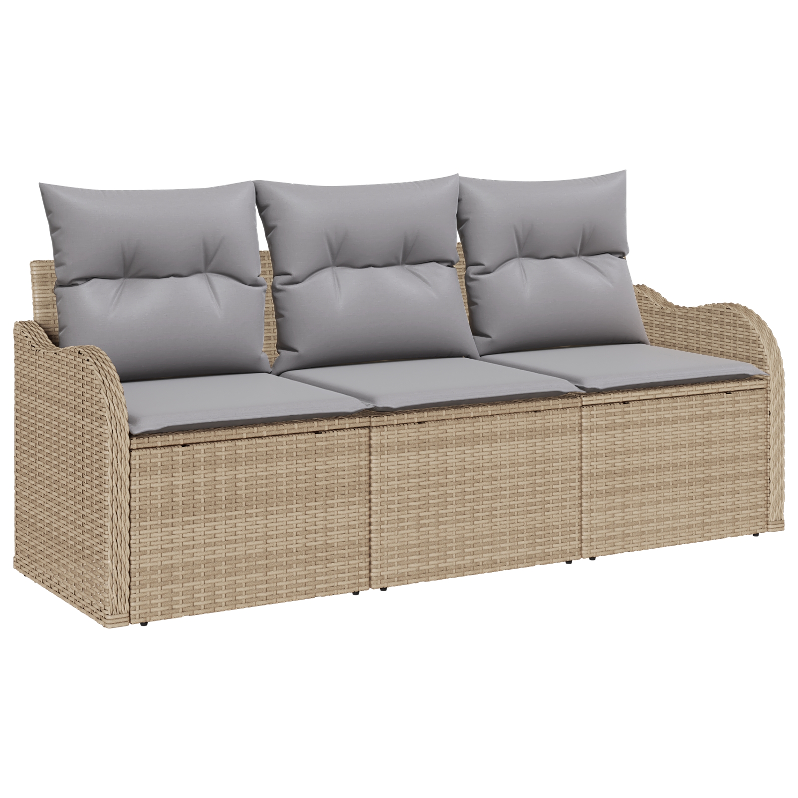 3354229 2 Set de canapele pentru grădină cu pernă 3 pcs Bej Rattan poli Set de canapele pentru grădină cu pernă 3 pcs Bej Rattan poli - imagine 2
