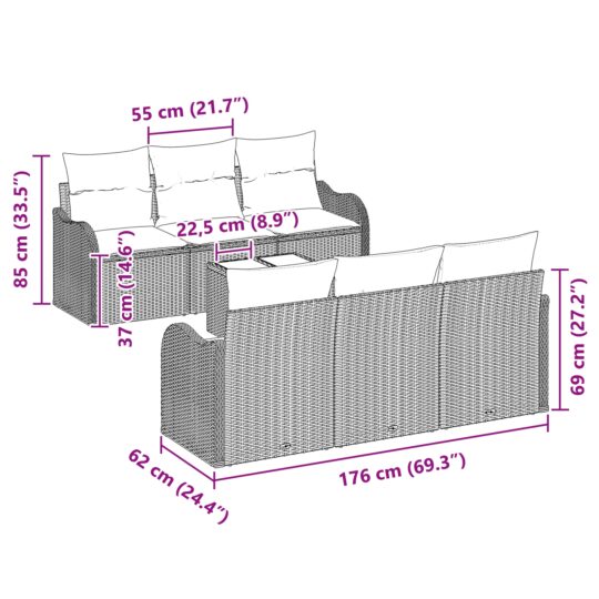 3354262 11 Set de canapele pentru grădină 7 pcs Negru 55 x 55 x 37 cm 3354262 11
