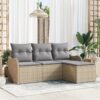3354319 1 Set de canapele pentru grădină cu pernă 4 pcs Bej Rattan poli 3354319 1
