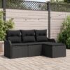 3354322 1 Set de canapele pentru grădină cu pernă 4 pcs Negru Rattan poli 3354322 1