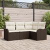 3354347 1 Set de canapele pentru grădină cu pernă 4 pcs Maro Rattan poli 3354347 1