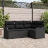 3354352 1 Set de canapele pentru grădină cu pernă 4 pcs Negru Rattan poli 3354352 1