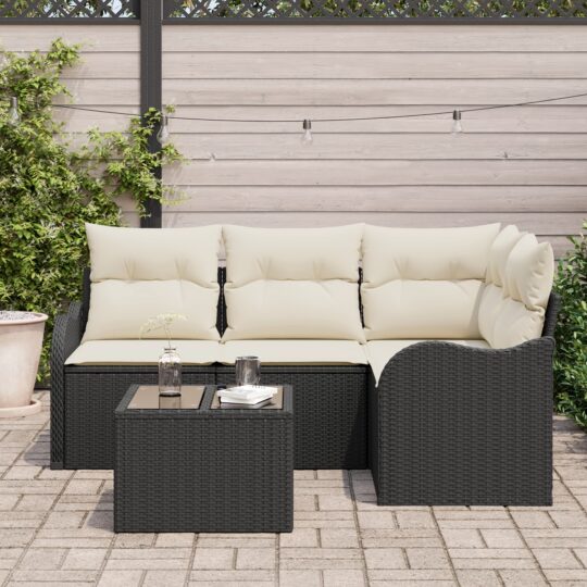3354356 3 Set de canapele pentru grădină cu pernă 5 pcs Maro Rattan poli 3354356 3