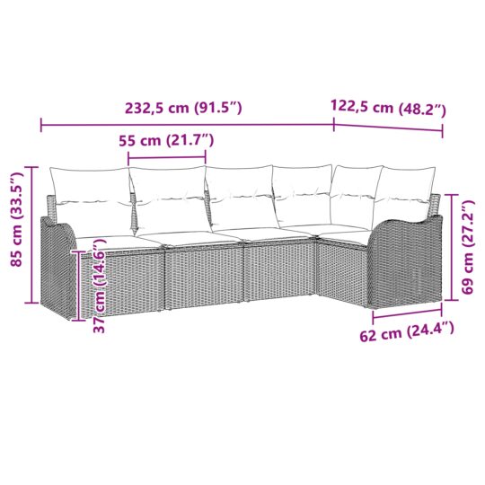 3354367 12 Set de canapele pentru grădină cu pernă 5 pcs Maro Rattan poli 3354367 12