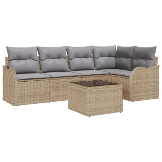 Alternative view of Set de canapele pentru grădină cu pernă 6 pcs Negru Rattan poli