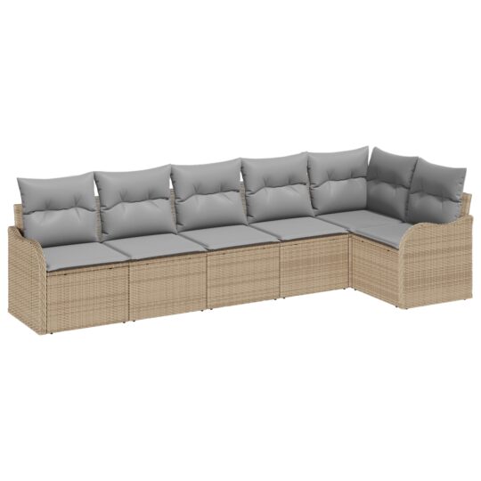 Alternative view of Set de canapele pentru grădină cu pernă 6 pcs Bej Rattan poli