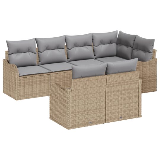 Alternative view of Set de canapele pentru grădină cu pernă 7 pcs Bej Rattan poli