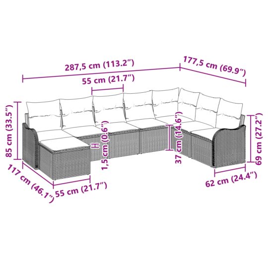 3354487 13 Set de canapele pentru grădină 8 pcs maro și alb Rattan poli 3354487 13