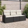 3354566 1 Set de canapele pentru grădină 3 pcs Negru și alb Rattan poli 3354566 1