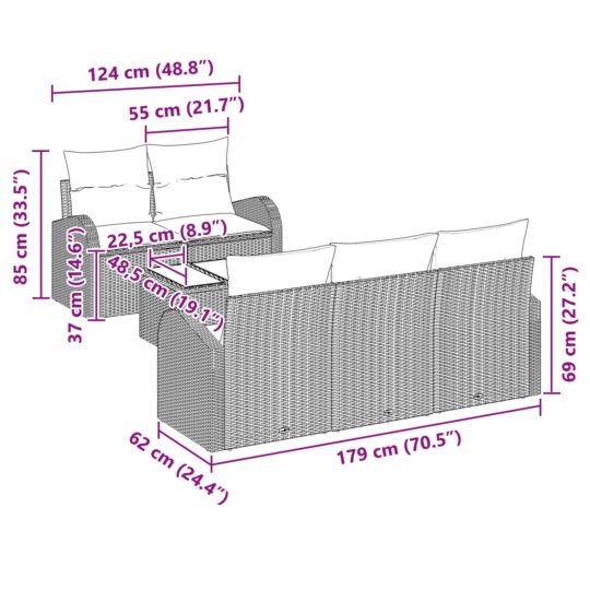 3354589 9 Set de canapele pentru grădină 6 pcs Bej și gri 55 x 55 x 37 cm 3354589 9