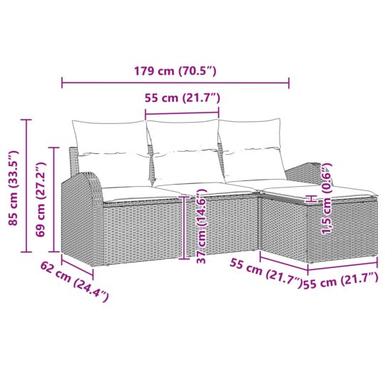 3354656 12 Set de canapele pentru grădină 4 pcs Negru și alb Rattan poli 3354656 12