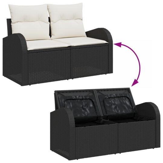 3354656 9 Set de canapele pentru grădină 4 pcs Negru și alb Rattan poli 3354656 9