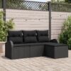 3354662 1 Set de canapele pentru grădină cu pernă 4 pcs Negru Rattan poli 3354662 1