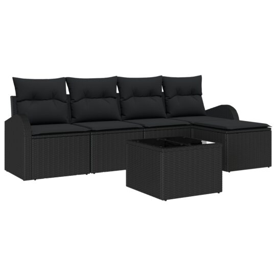 Alternative view of Set de canapele pentru grădină cu pernă 6 pcs Negru Rattan poli