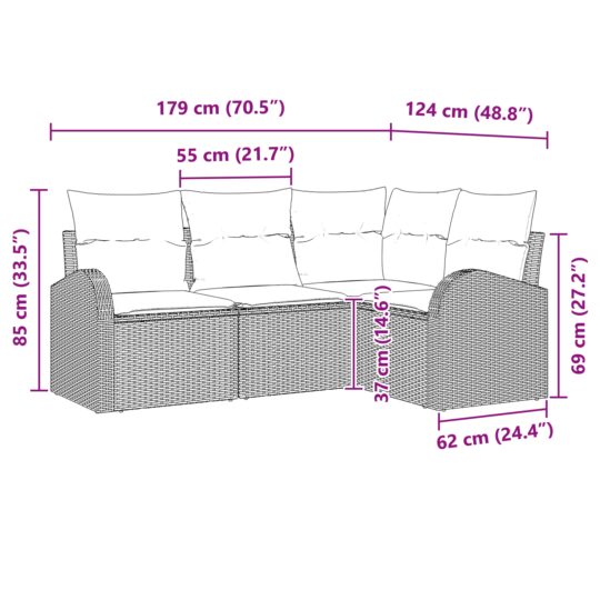 3354691 12 Set de canapele pentru grădină 4 pcs Gri deschis Rattan poli 3354691 12