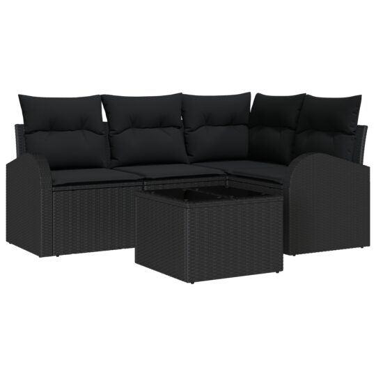 3354702 2 Set de canapele pentru grădină cu pernă 5 pcs Negru Rattan poli 3354702 2