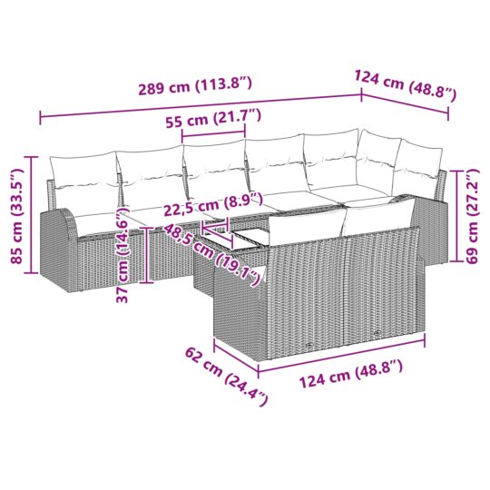 3354770 11 Set de canapele pentru grădină 9 pcs Bej și alb Rattan poli 3354770 11