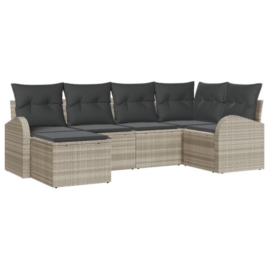 Alternative view of Set de canapele pentru grădină 6 pcs Gri deschis Rattan poli