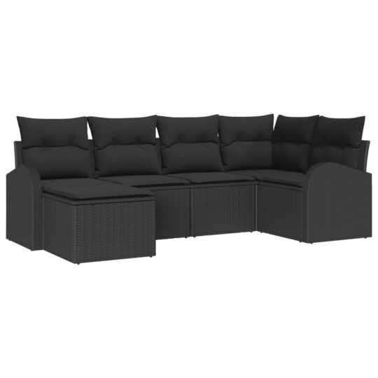 Alternative view of Set de canapele pentru grădină cu pernă 6 pcs Negru Rattan poli