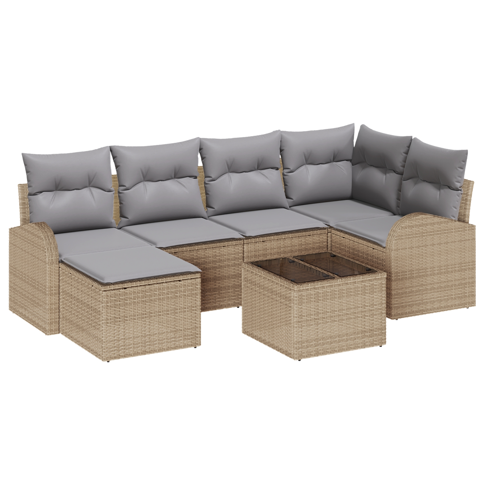 3354789 2 Set de canapele pentru grădină 7 pcs bej și gri deschis Set de canapele pentru grădină 7 pcs bej și gri deschis - imagine 2