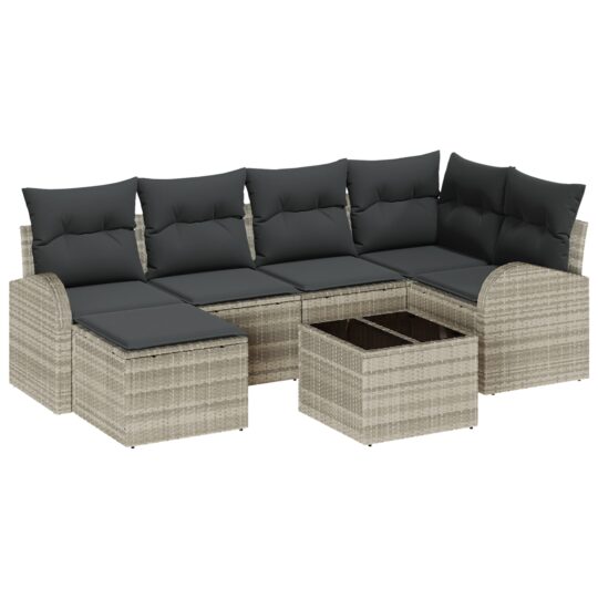 3354791 2 Set de canapele pentru grădină 7 pcs Gri deschis Rattan poli 3354791 2